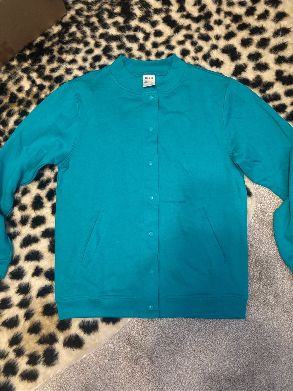 BLAIR Teal Snap-Front Varsity Jacket